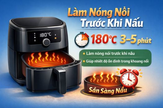 Cách sử dụng nồi chiên không dầu GrandX 15 #2 Làm nóng nồi trước khi nấu
