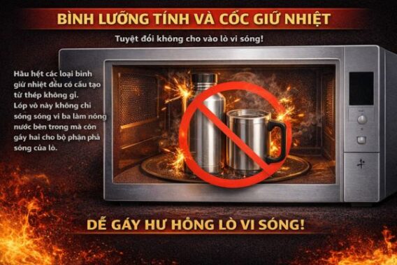 Những vật dụng không được cho vào lò vi sóng GrandX 3 Bình lưỡng tính và cốc giữ nhiệt