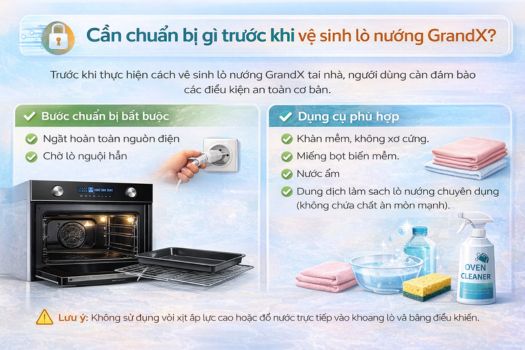 Cần chuẩn bị gì trước khi vệ sinh lò nướng GrandX