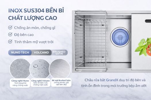 Chất liệu của chậu rửa bát GrandX