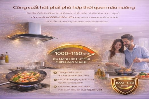 Máy hút mùi GrandX loại nào tốt? Top 5 hút mùi tốt hiện nay 7 Công suất hút phải phù hợp thói quen nấu nướng
