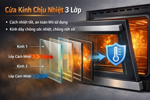 Đánh giá lò vi sóng GrandX có tốt không? 5 Cửa kính chịu nhiệt