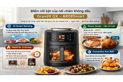 Điểm nổi bật của nồi chiên không dầu GrandX GX – AR08Smart