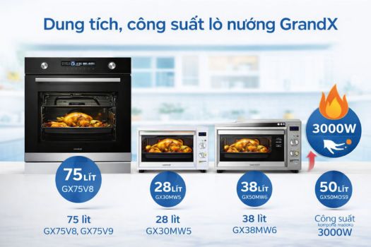 Đánh giá lò nướng GrandX có tốt không? 4 Dung tích, công suất của lò nướng GrandX