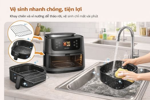 Đánh giá nồi chiên không dầu GrandX có tốt không ? 4 Khả năng vệ sinh