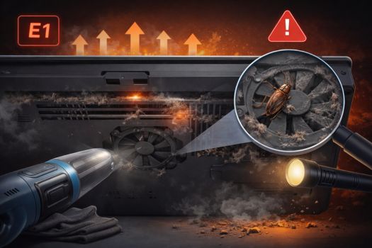 Lỗi E1 bếp từ GrandX: Nguyên nhân và cách sửa lỗi 2 Khe tản nhiệt bị che kín, kẹt vật lạ hoặc bám nhiều bụi