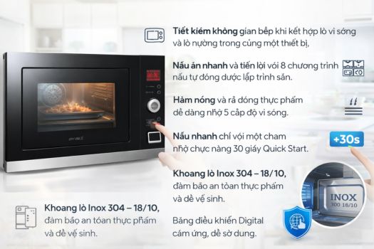 Lò nường GrandX loại nào tốt ? 3 Lò nướng tích hợp lò vi sóng GrandX GX30MW5