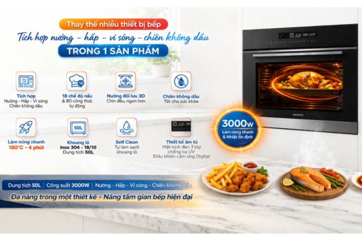 Lò nường GrandX loại nào tốt ? 4 Lò nướng tích hợp lò vi sóng và nồi chiên không dầu GrandX GX50MOS7