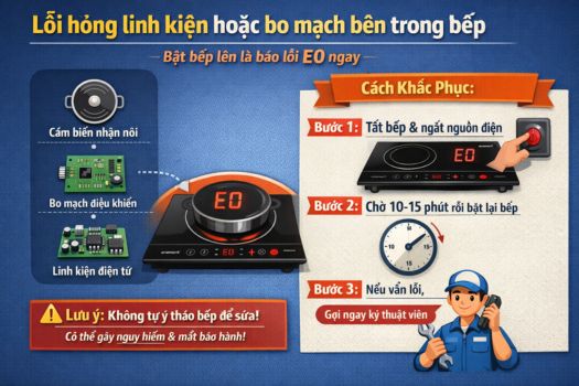 Lỗi hỏng linh kiện hoặc bo mạch bên trong bếp từ grandx