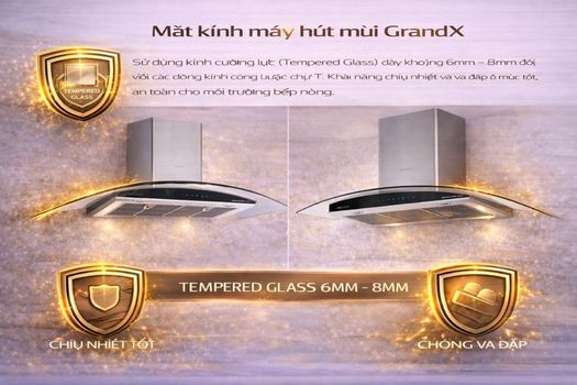Đánh giá máy hút mùi GrandX có tốt không? 4 Mặt kính
