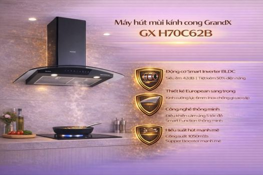 Máy hút mùi GrandX loại nào tốt? Top 5 hút mùi tốt hiện nay 5 Máy hút mùi kính cong GrandX GX H70C62B