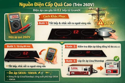 Nguồn điện cấp vào quá cao (Trên 260V)
