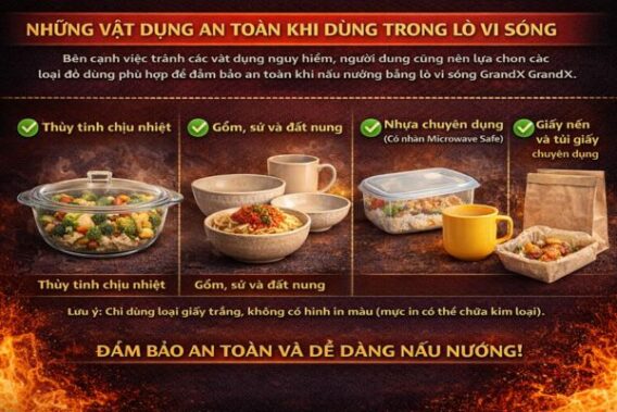 Những vật dụng không được cho vào lò vi sóng GrandX 7 Những vật dụng an toàn khi dùng trong lò vi sóng