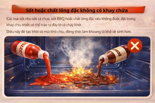 Sốt hoặc chất lỏng đặc không có khay chứa