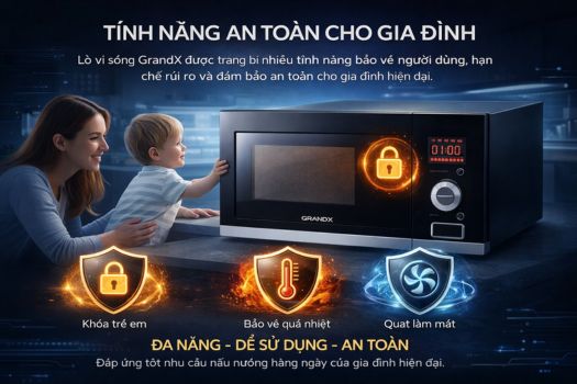 Đánh giá lò vi sóng GrandX có tốt không? 9 Tính năng an toàn cho gia đình