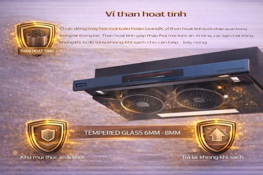 Đánh giá máy hút mùi GrandX có tốt không? 5 Vỉ than hoạt tính máy hút mùi