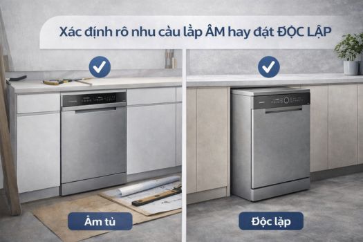 Kích thước máy rửa bát GrandX 4 Xác định rõ nhu cầu lắp âm hay đặt độc lập