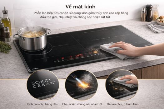 Đánh giá bếp từ GrandX có tốt không? 3 chất liệu mặt kính bếp từ grandx