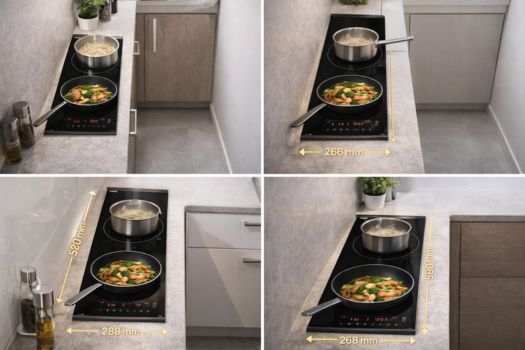 Kích thước bếp từ GrandX 3 kích thước bếp từ domino