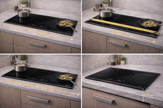 Kích thước bếp từ GrandX 4 kích thước bếp từ grandx 3 vùng nấu dáng dài
