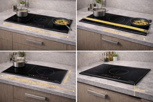 Kích thước bếp từ GrandX 5 kích thước bếp từ grandx 3 vùng nấu dáng vuông