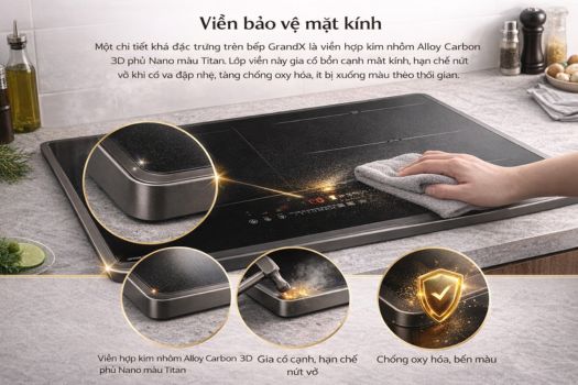 Đánh giá bếp từ GrandX có tốt không? 4 viền mặt bếp từ grandx