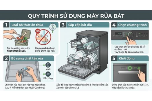 các bước sử dụng máy rửa bát GrandX